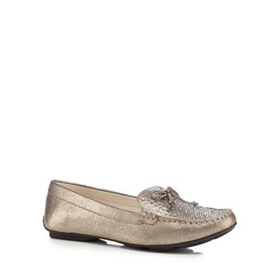 Good for the Sole Gold metallic jewel embellished wide fit slip-on shoes